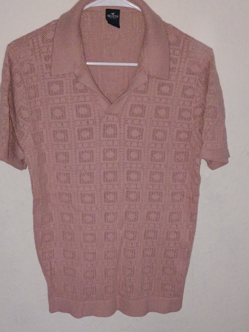 Hollister Dusty Rose Openwork Knit Polo